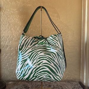 Kate Spade Green Zebra Print Bucket Bag With Callouts